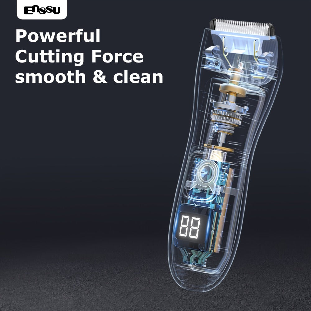 Ceramic-Blade Body Hair Trimmer with IPX7 Rating, LCD Display, Charging Stand and Black Housing