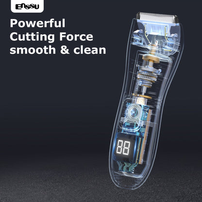 Ceramic-Blade Body Hair Trimmer with IPX7 Rating, LCD Display, Charging Stand and Black Housing
