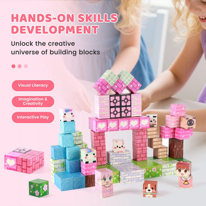 Pink Forest Park Magnetic Building Blocks 100 Piece STEM Set with the Listed Color, Size or Set Options for Everyday Use