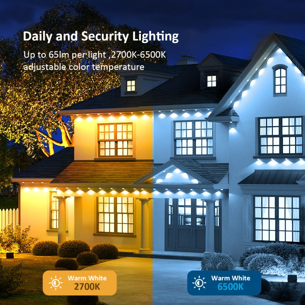 Permanent Outdoor Lights RGB LED Eave Lights with App & Remote Control, Music Sync, Timer, Triangular Lens Effect