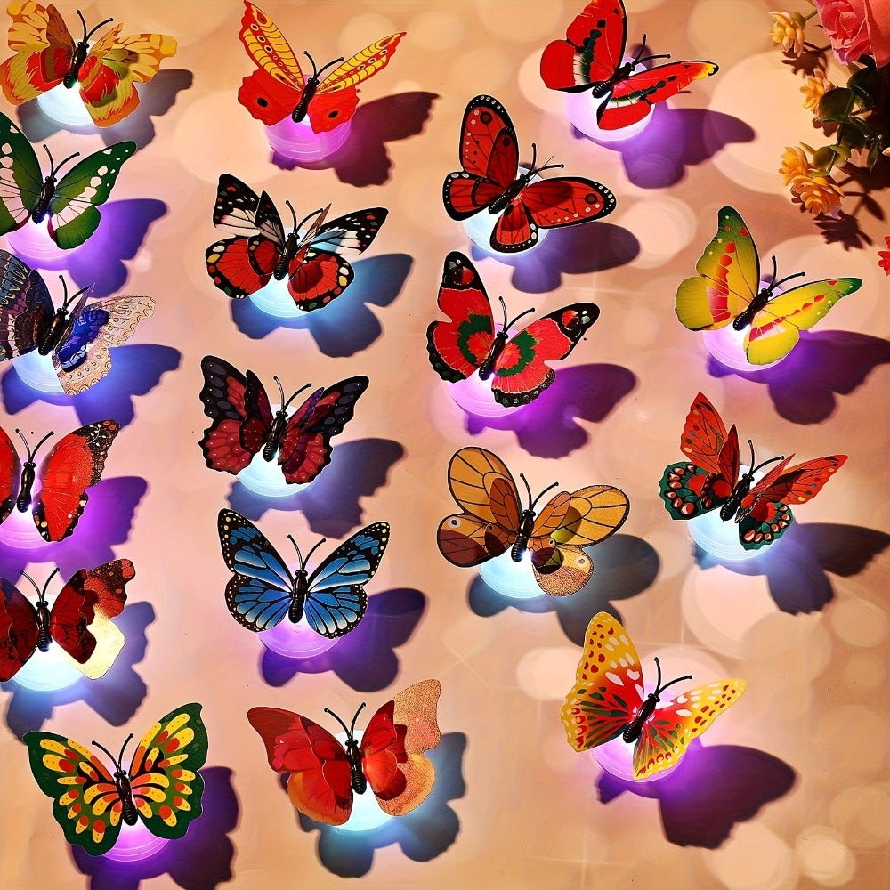 LED Butterfly Wall Stickers 30pcs 3D Glowing Butterfly Decorations Night Light Colorful Wall for Entryways, Bedrooms and Living Spaces
