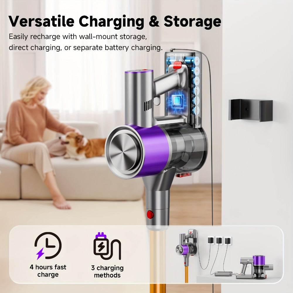 Cordless Vacuum Cleaner 58Kpa Strong Suction 6-in-1 Rechargeable Stick Vacuum for Entryways, Bedrooms and Living Spaces