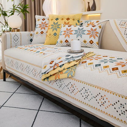 Sofa Cover Bohemian Chenille Jacquard Knit Sections for Seat, Armrest or Backrest with Model-Specific Size and Color Options