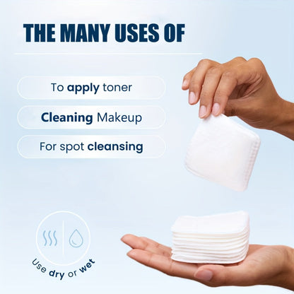 Disposable Square Cleansing Pads 200pcs (2 Boxes x 100) Extra Thick Soft Wet & Dry Facial Pads for Daily Skincare Makeup Removal