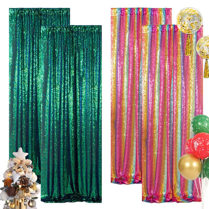 Sequin Backdrop Curtain for Party Wedding – 4x8ft Shimmering Glitter Curtain for Birthday Photo Booth Stage Decoration, Easy Hang