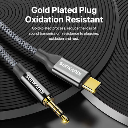 USB C to 3.5mm Audio Adapter with DAC Chip | SUNKANDI TRRS Headphone Jack Converter for iPhone 15 16 Galaxy S24 S23 iPad MacBook & All USB-C