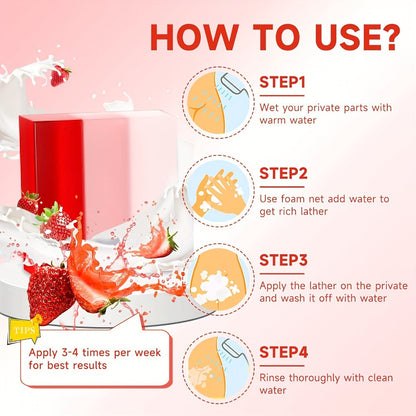 Strawberry Yoni Bath Set 4pcs for Women – Scented Yoni Oil & Soap Feminine Hygiene Kit pH Balance Odor Control Moisturizing Intimate Care