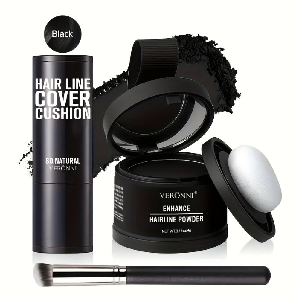 Hair Root Concealer Powder with Brush - Instantly Covers Gray Roots & Thinning Hairline, Plant-Based Keratin Formula