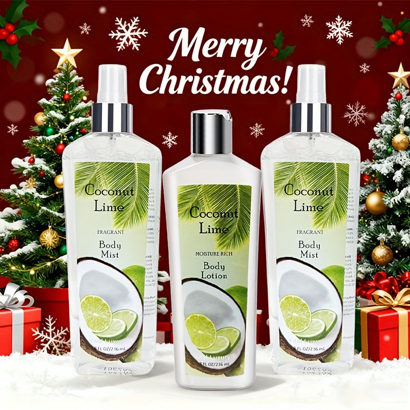 Body Care Gift Set for Women 3pcs, Body Wash, Lotion & Perfume Fragrance Moisturizing Skin Care Kit Sweet