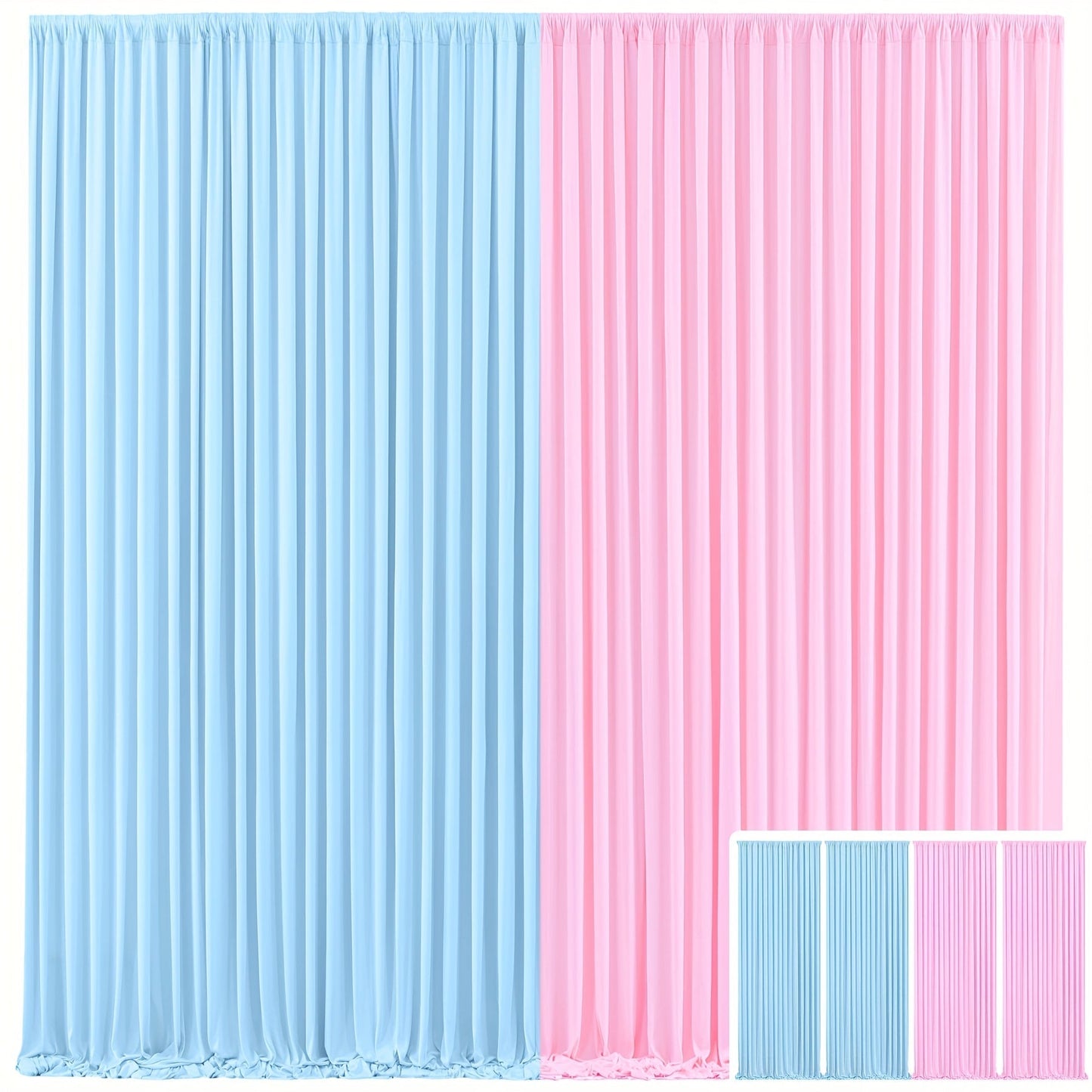 Backdrop Curtains 4 Pack 59x118 Inch, Wrinkle-Resistant Non-Transparent Party Decoration Fabric with Pole Pocket