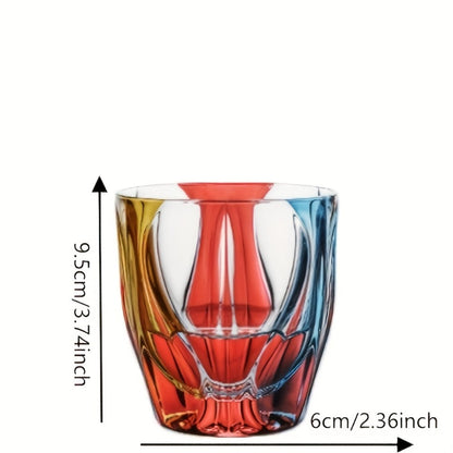 Hand-Painted Crystal Wine Glass 150ml – Czech Crystal Three-Color Luxury Short Cup for Red Wine & Whiskey – Artistic Decorative Glassware