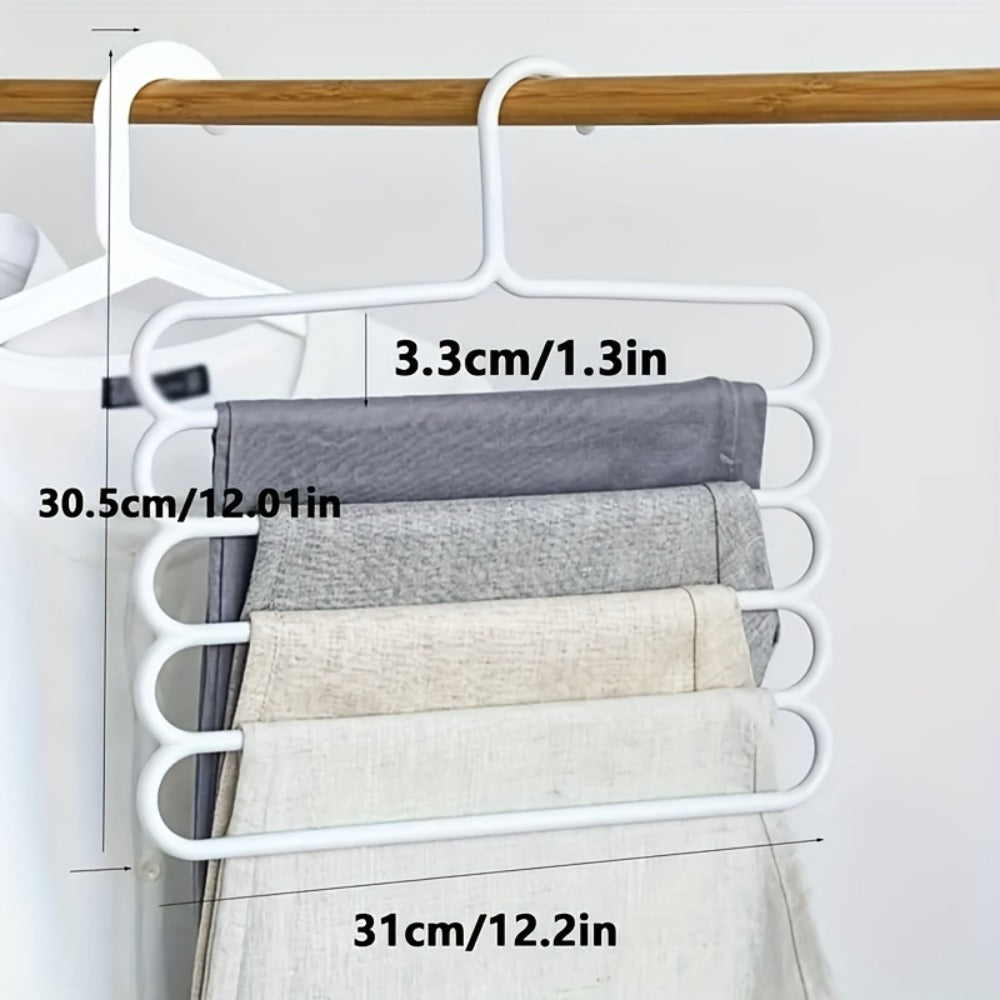 5-Layer Pants Rack Multi-Tier Anti-Slip Space Saving Hanger | 5 Pack Vertical Closet Organizer for Pants Scarves Clothing | Durable Plastic