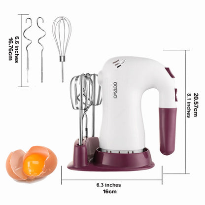 Hand Mixer Electric 400W with Storage Stand & 5-Speed Turbo Boost, 5 Stainless Steel Attachments for Baking Cream Cake Dough Cookie