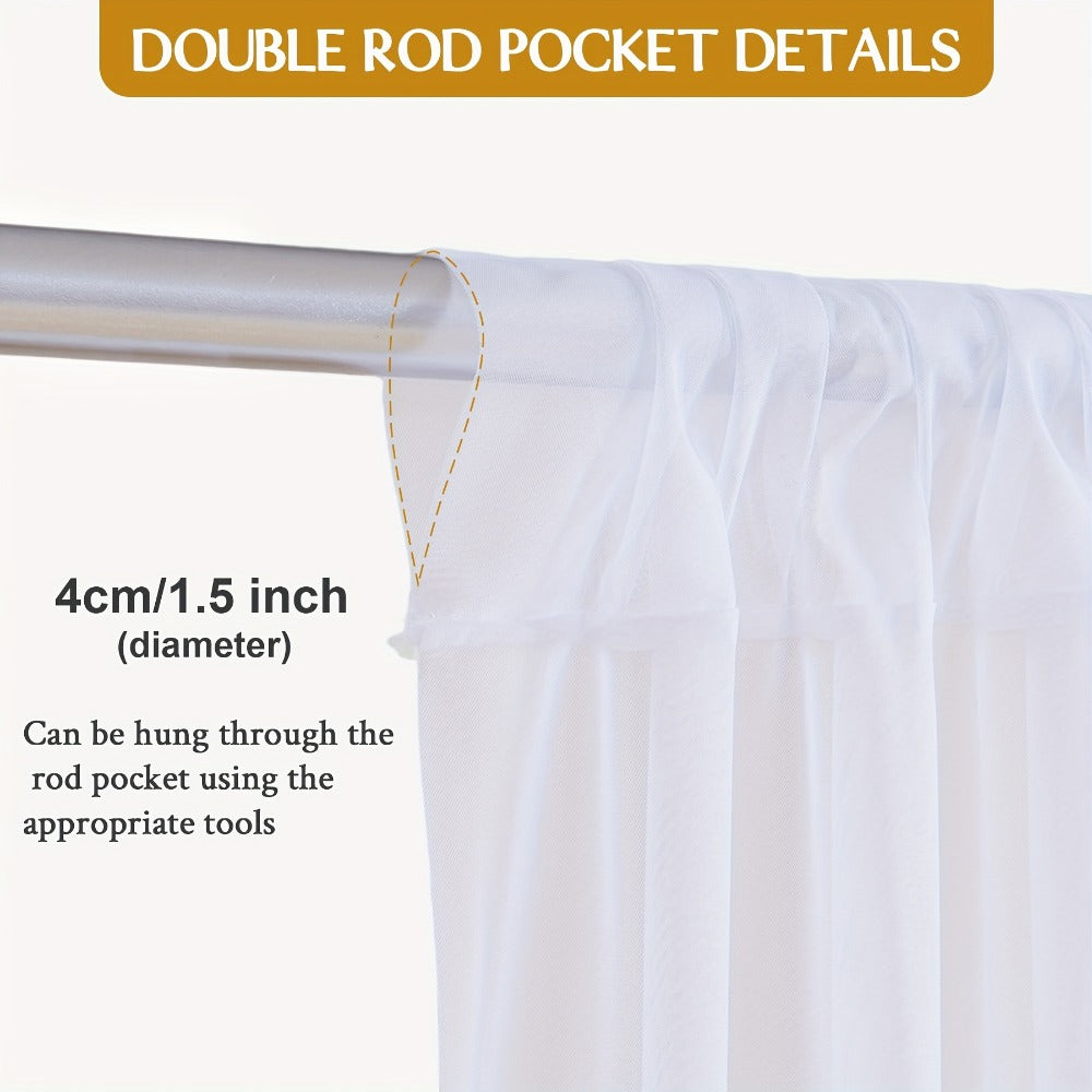 6-Pack Chiffon Ceiling Drapes for Wedding 63x118in – Sheer Polyester Backdrop Curtains with Rod Pockets for Wedding Arch, Party Stage
