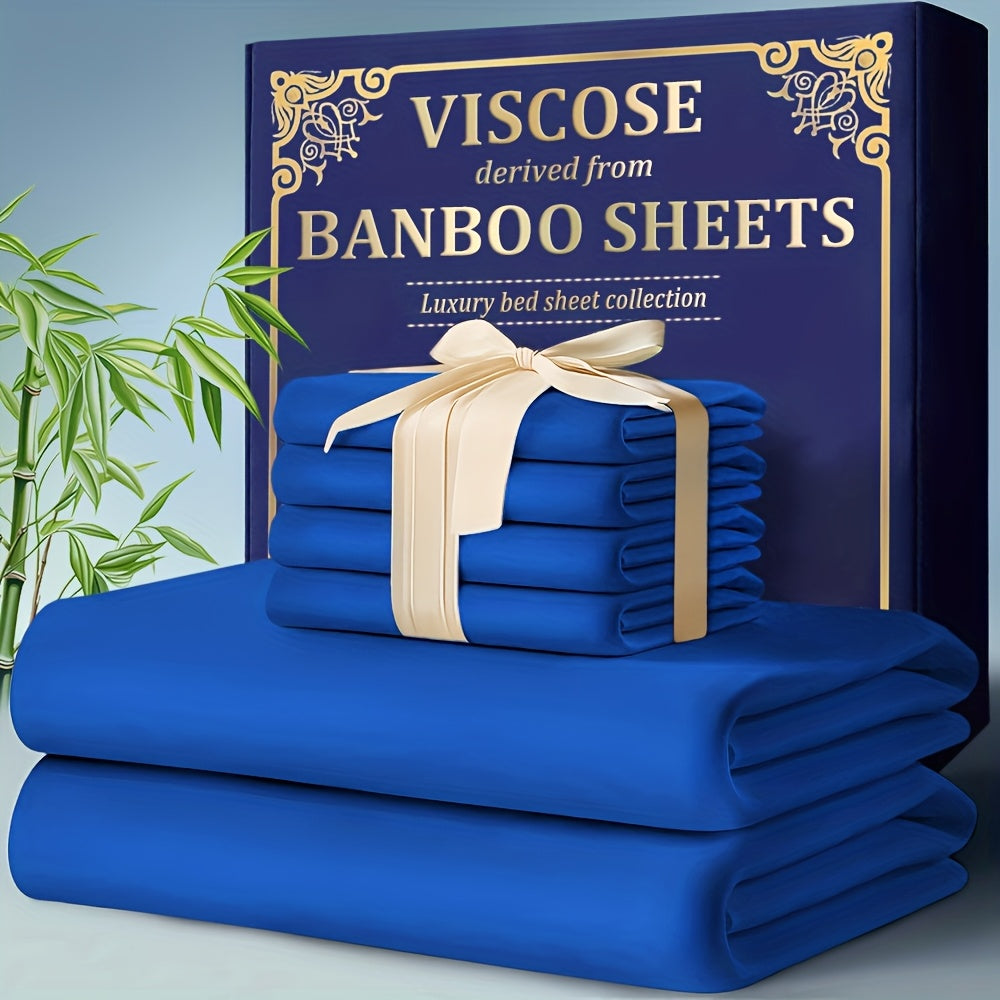 Bamboo Cooling Fitted Sheet Set 2300TC Deep Pocket All Season Bed Sheets for Entryways, Bedrooms and Living Spaces