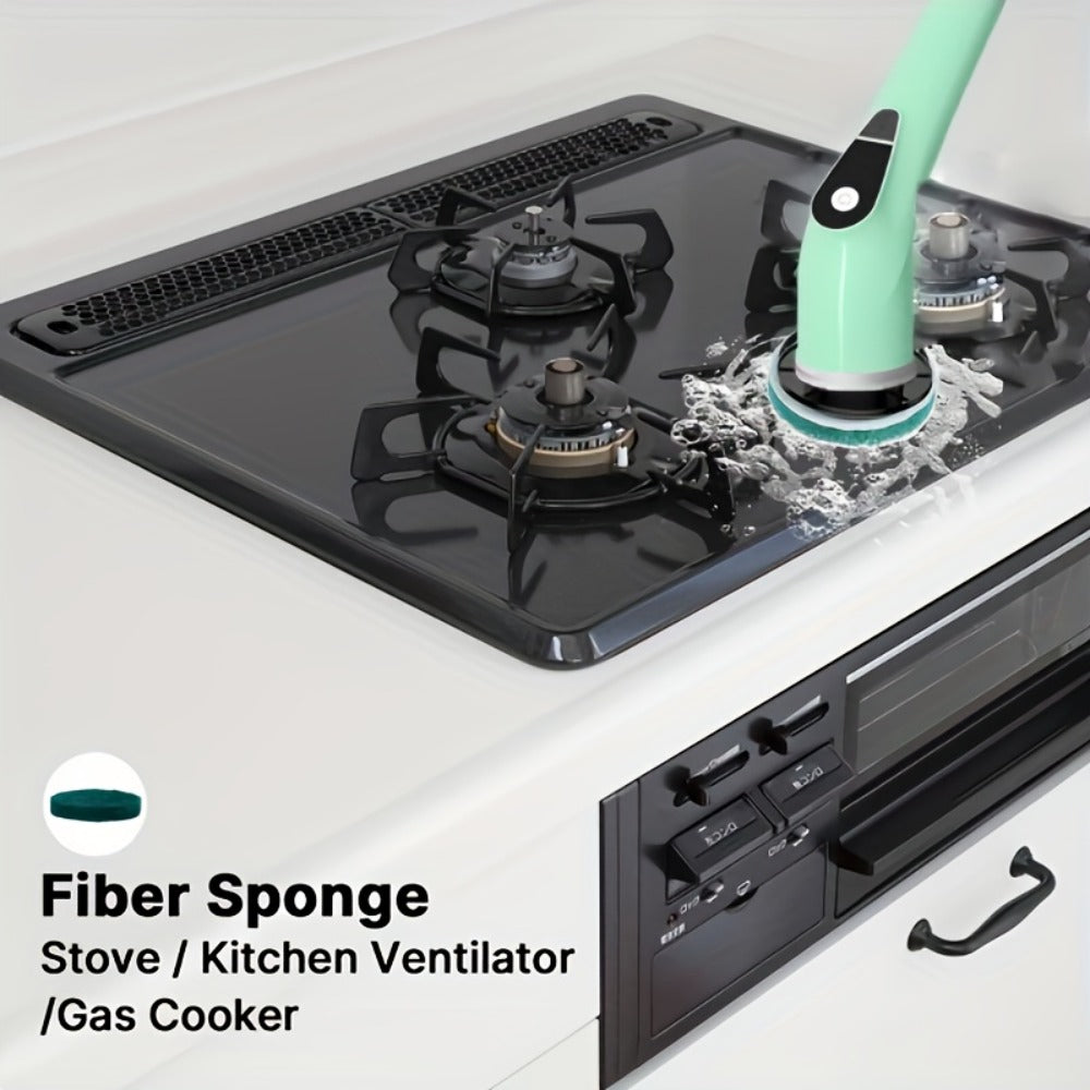 Electric Spin Scrubber with 9 Interchangeable Brush Heads 5 Speed Settings & 3 Extendable for Home Cooking, Dining and Outdoor Meals