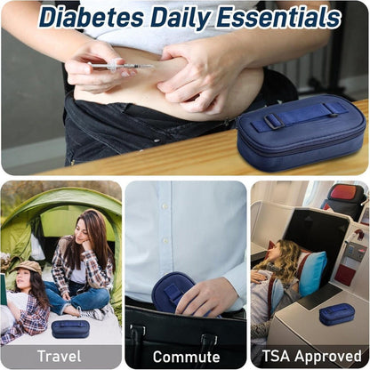 Insulated Insulin Vial Travel Case, Diabetic Supply Bag with Ice Brick, Compact Portable Cooler Kit for Medication Storage