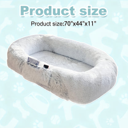 Human Dog Bed Extra Large – 70x44x11 Inch Washable Faux Fur Orthopedic Dog Bed for People & Pets, Non-Slip Giant Dog Bed with Removable