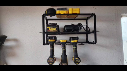 Power Drill Holder Wall Mount, Tool Storage Rack with 3/4 Layer Floating Shelf, Cordless Drill Organizer