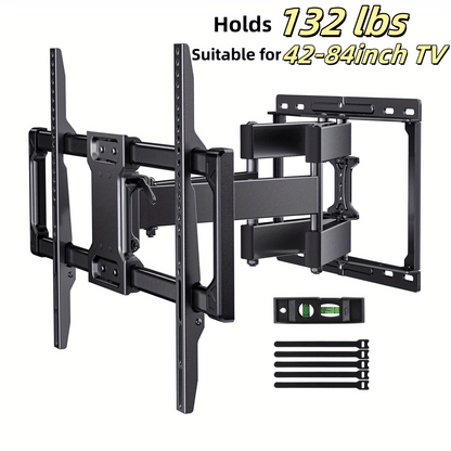 Full Motion TV Wall Mount 40-86 Inch – Holds 132 lbs, Pre-Assembled, Tool-Free Tilt Swivel Extend, VESA 600x400mm