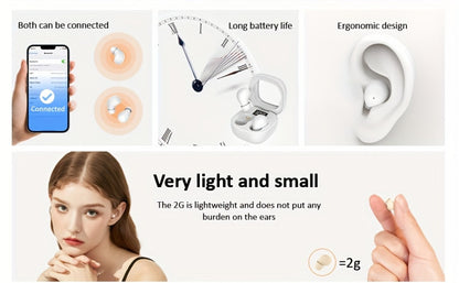Wireless Earbuds MSHUKCOE Ultra-Thin Sleep and Game Modes with Compact Case in Khaki or White