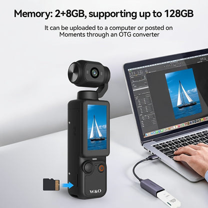 4K Pocket Camera with 180° Rotating Lens, 100MP, 2000mAh Battery & 32GB Card – 1.9" Screen, USB-C Charging, Webcam Function