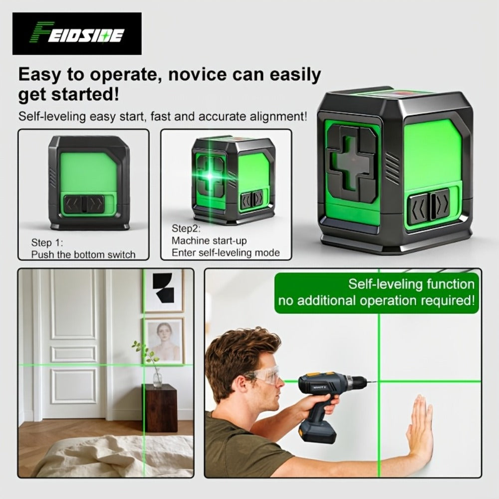 Green-and-Black Cross-Line Laser Level in Two Kits with Optional Black Tripod Checkout Pictured