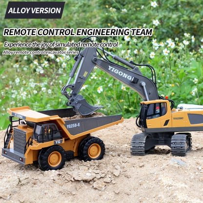 RC Excavator Toy 1:24 Scale 2.4GHz 9-Channel Remote Control with Alloy Metal Cap Lights & Sound Rechargeable Battery
