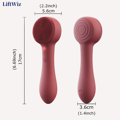 Silicone Facial Cleansing Brush Electric Face Scrubber 12000 Vibrations IPX7 USB Rechargeable Heat Massage for Home or Salon Spa Use
