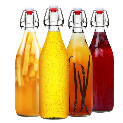 Swing Top Glass Bottles 32oz with Airtight Stopper - Flip Top Brewing Bottles for Kombucha for Entryways, Bedrooms and Living Spaces