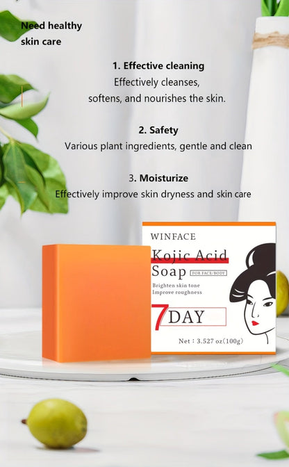 Kojic Acid Brightening Bar Soap 6-Pack – Rose Extract & Glycerin Formula for Dark Spots, Oil Control & Even Skin Tone | Moisturizing Gentle