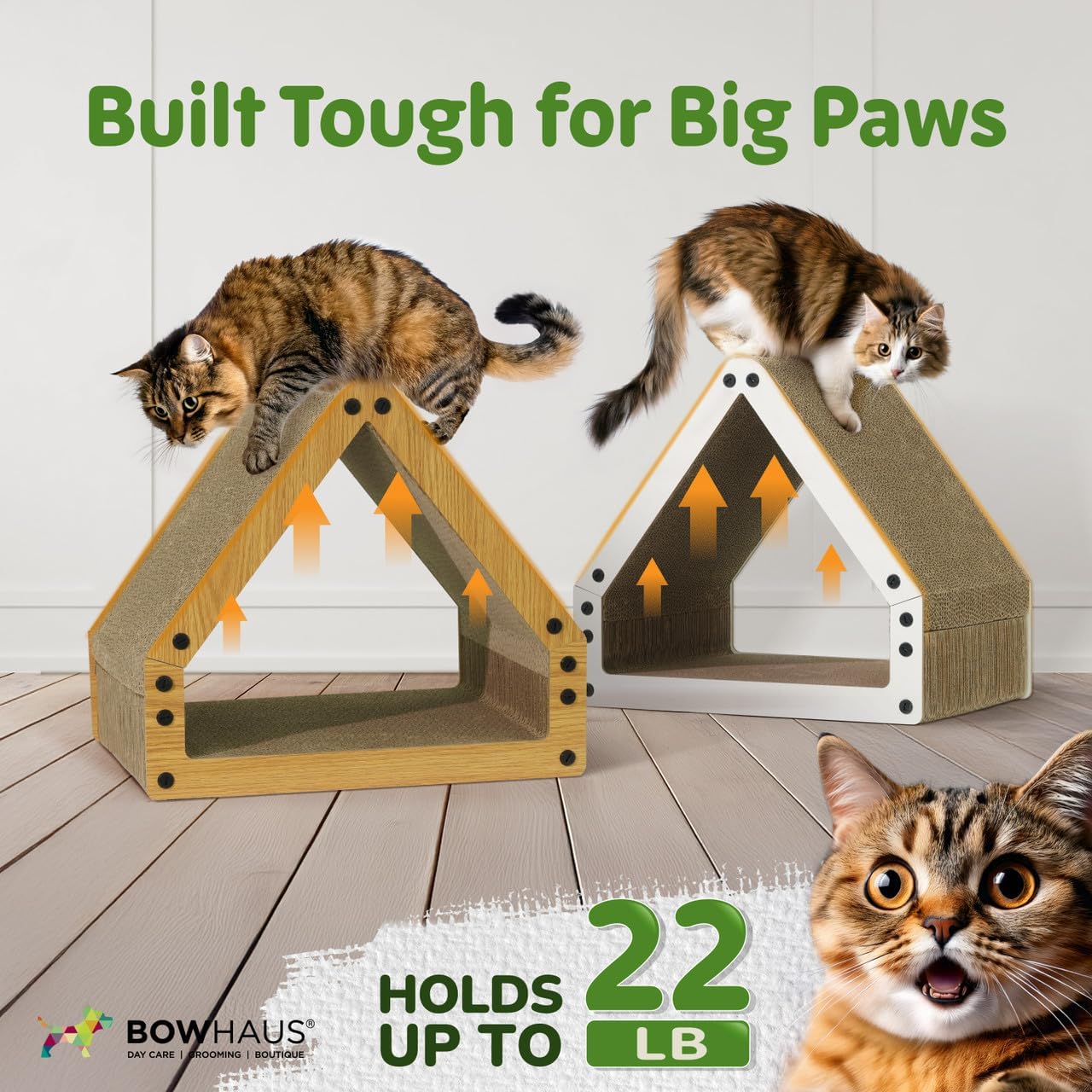 House Cat Scratcher Lounger Reversible Large Scratching Pad & Board for Indoor Cats – 5-Layer High-Density Cardboard 16x14x12 Inch Scratch