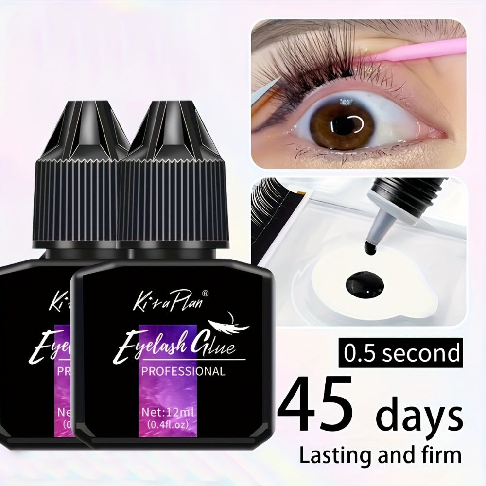 Lash Glue Set, Eyelash Extension Adhesive 6-7 Weeks Retention, Quick Dry DIY Lash Bond for Individual &