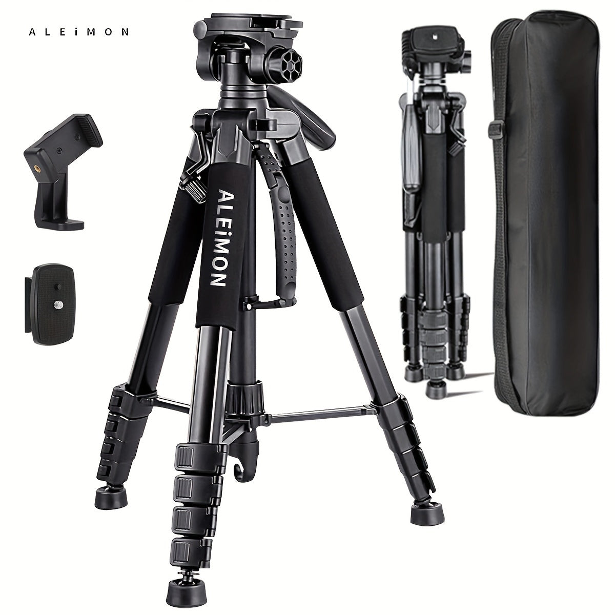 Aluminum Tripod 74 Inch Red 3-Section, ALEiMON 188cm Adjustable Camera Stand with Tote Bag for DSLR