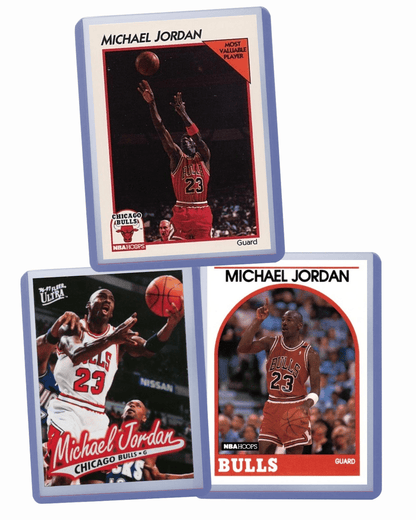 Sports Trading Cards, Michael Jordan Three-Card Basketball Bundle with Chicago Bulls and Mixed Brand Artwork