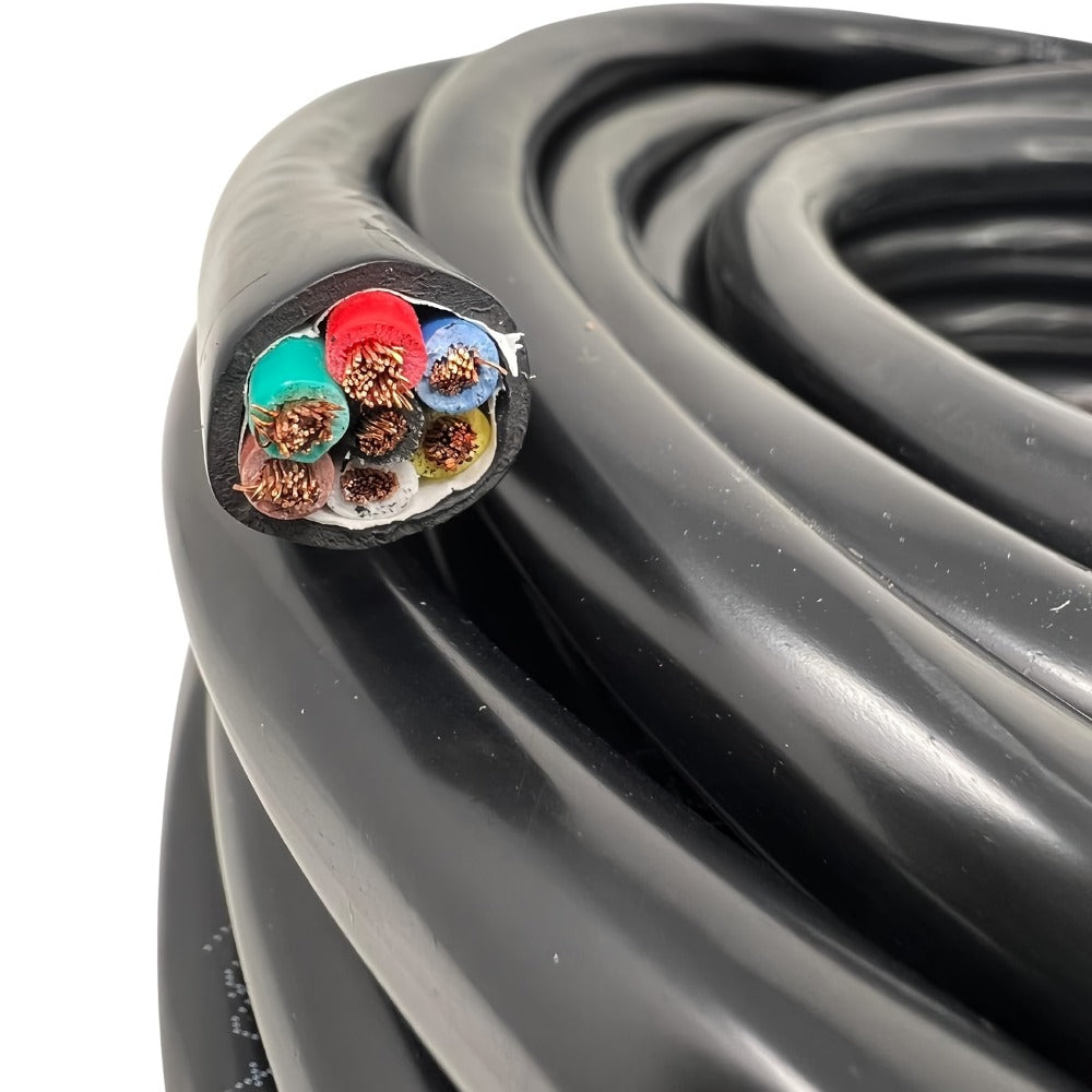 7-Way Trailer Wire 14 Gauge CCA 7 Conductor Color-Coded Heavy Duty Wiring Harness for Trailer RV Camper – 50FT or 100FT