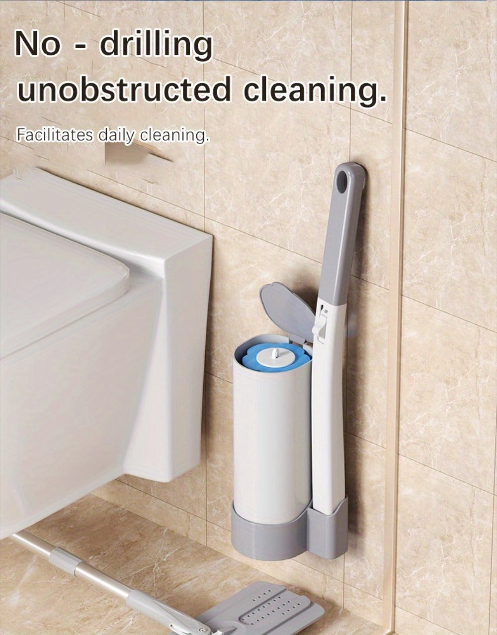 Disposable Toilet Brush Set with Replacement Brush Heads Wall Mounted or Floor Standing for Entryways, Bedrooms and Living Spaces
