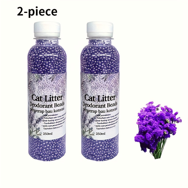 Flushable Cat Litter Deodorizer Beads 2-Pack – Dust-Free Odor Eliminator for Cat Litter Box, Mixed Absorbent Particles, Multiple Scents