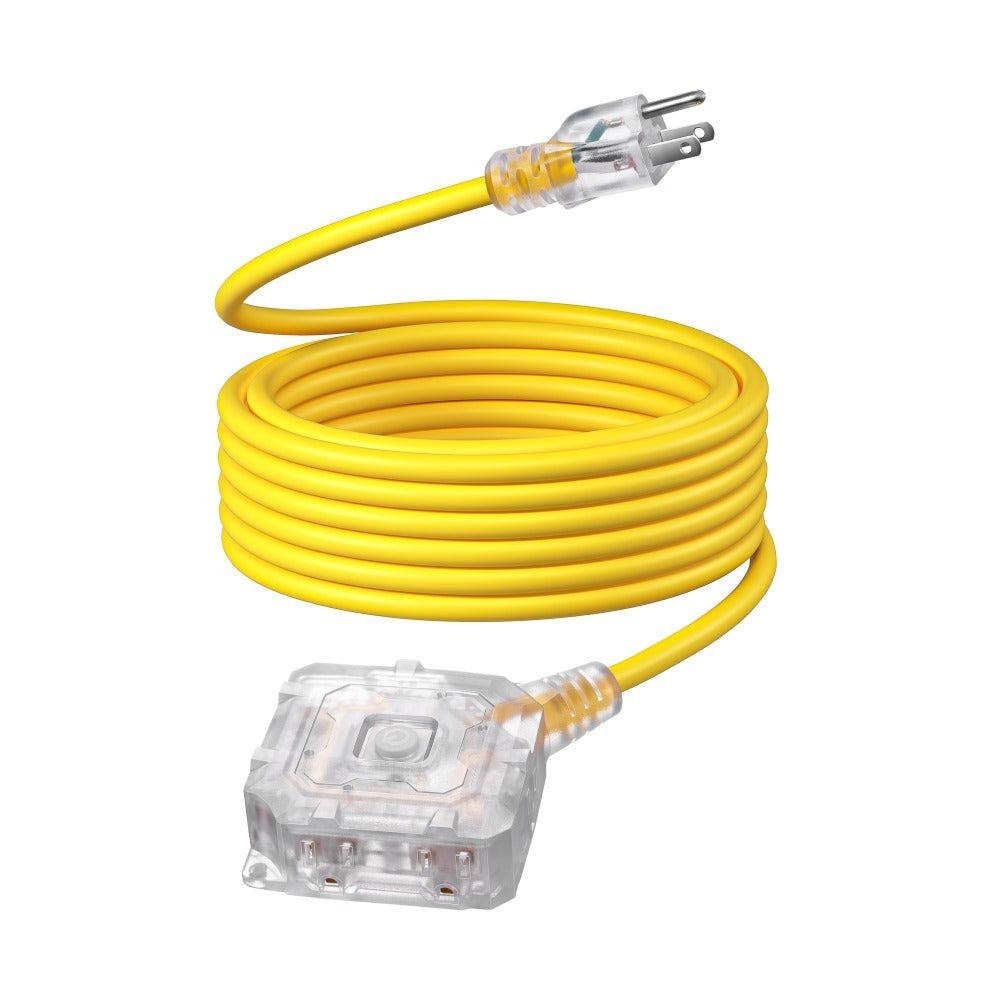 Extension Cord 25ft 6-Outlet SJTW 14AWG with Cover & On/Off Switch, Outdoor Indoor Power Strip Cord for Workshop