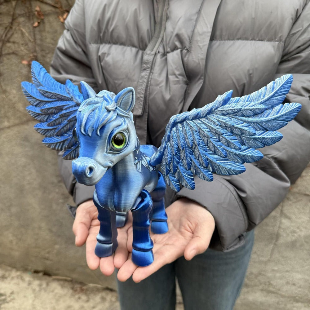 Pegasus Flying Horse Figurine Articulated 3D Printed, Large Poseable Mythology Fantasy Sculpture 10 Color Styles