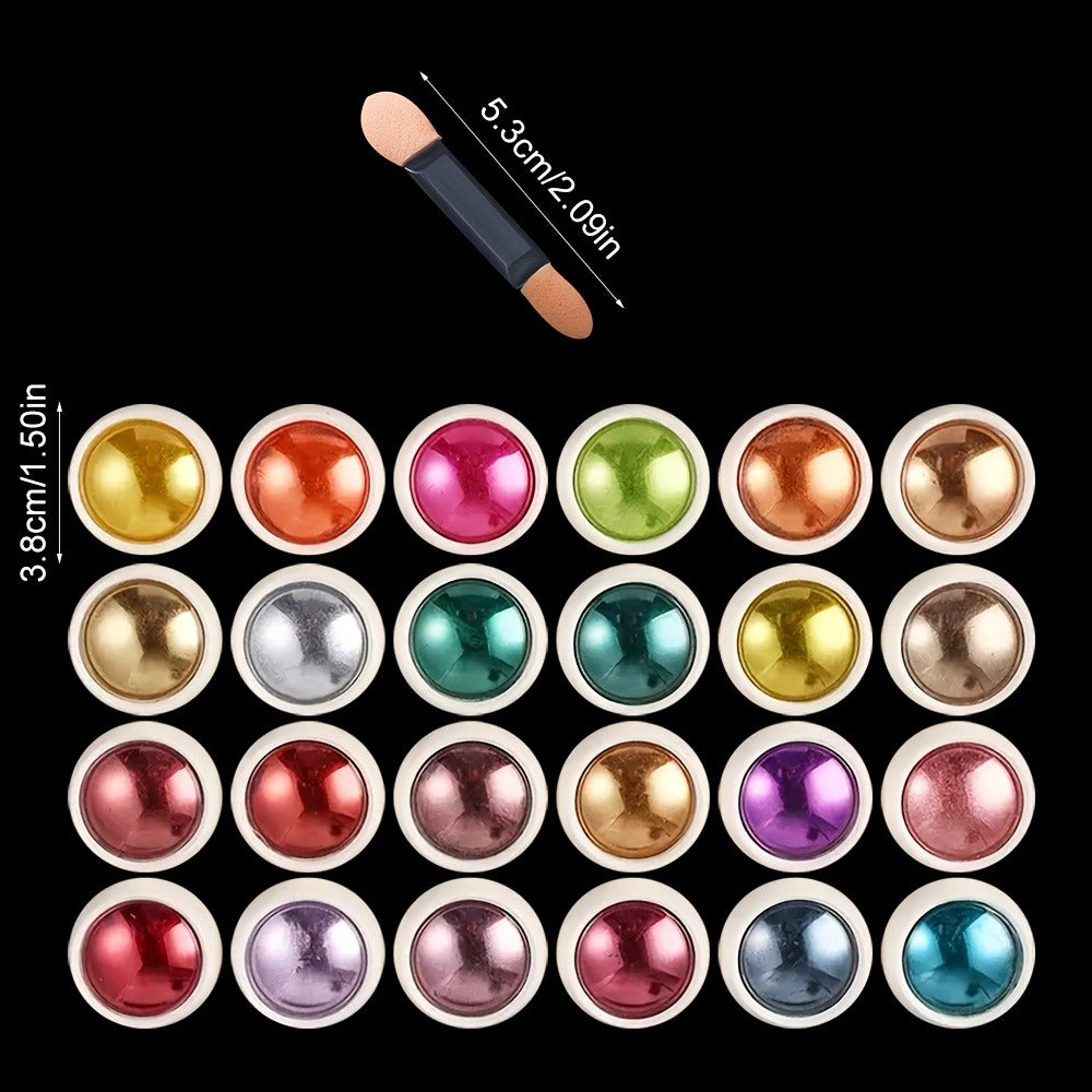 Chrome Nail Powder 24 Colors Set Holographic Mirror Effect Metallic Reflective Glitter Pigment for Gel