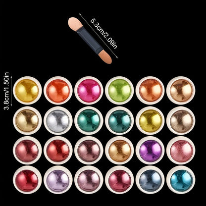 Chrome Nail Powder 24 Colors Set Holographic Mirror Effect Metallic Reflective Glitter Pigment for Gel