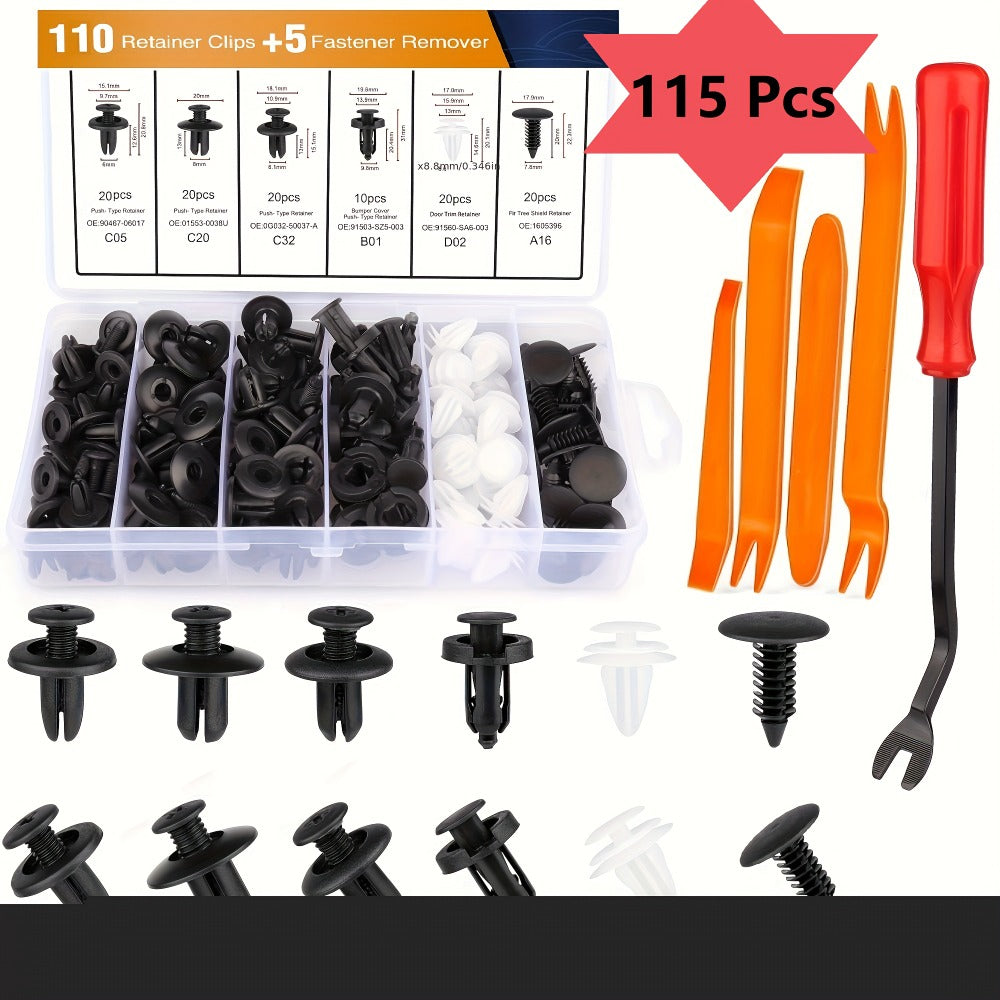 Car Body Fasteners Kit – Snap Rivets, Wing Expansion Screws & Willow Nails, Universal Automotive Retainer Clips for Car Body Panels