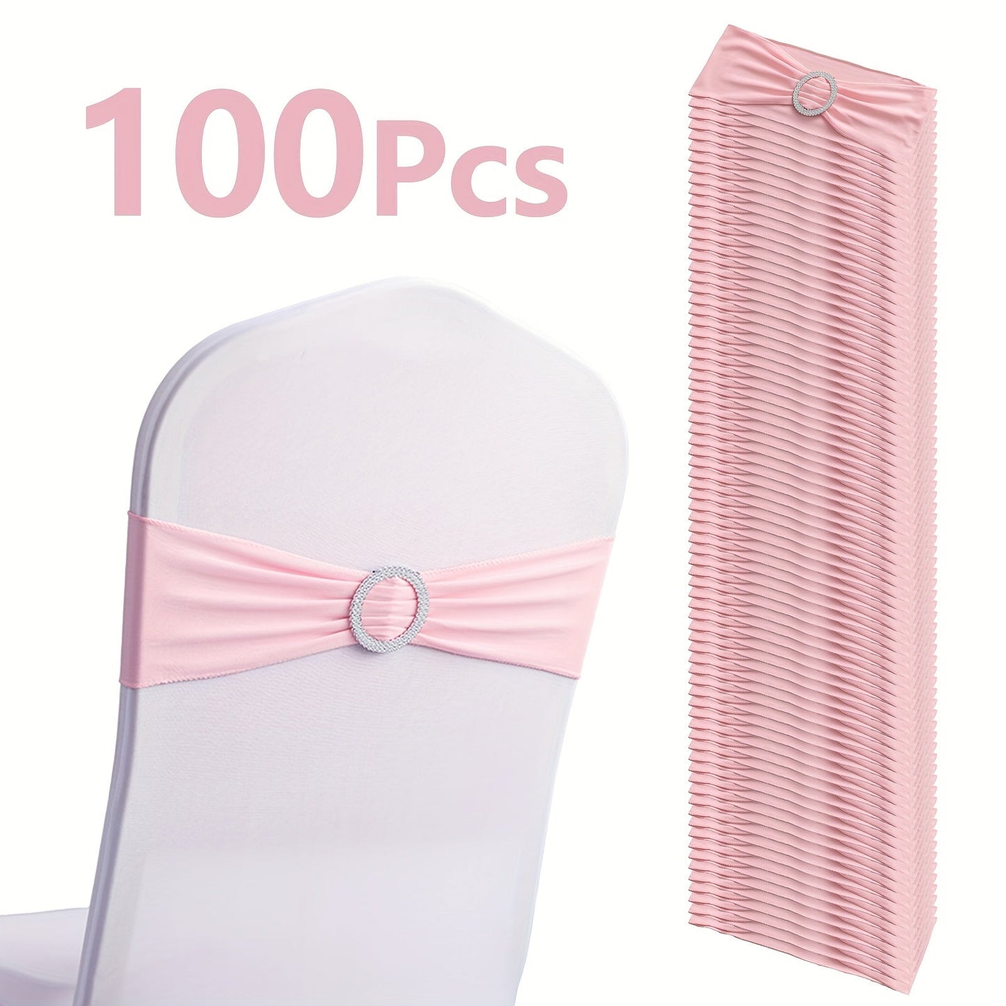Chair Sashes for Wedding 100pcs Stretch Spandex Elastic Chair Sash Bands with Buckle for Dining Chairs Banquet Party Event Decor