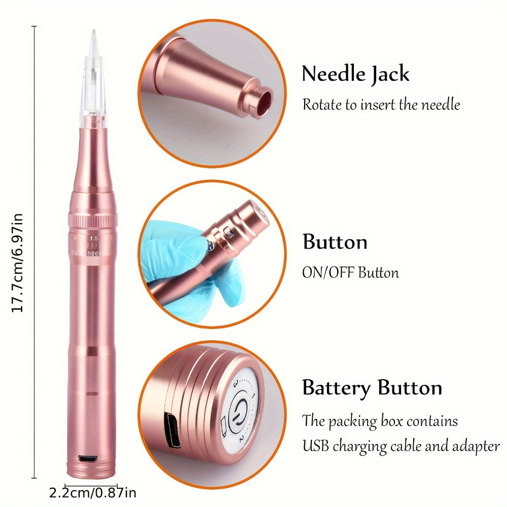 Permanent Eyebrow Tattoo Kit PMU Pen - Includes Tattoo Pen, Ink, Eyebrow & Lip Tattoo Needles, Practice Accessories