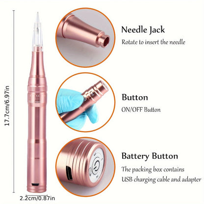 Permanent Eyebrow Tattoo Kit PMU Pen - Includes Tattoo Pen, Ink, Eyebrow & Lip Tattoo Needles, Practice Accessories