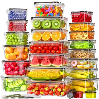 Food Storage Containers with Lids Airtight Plastic Meal Prep Containers Stackable Leak Proof BPA Free for Pantry Kitchen Refrigerator