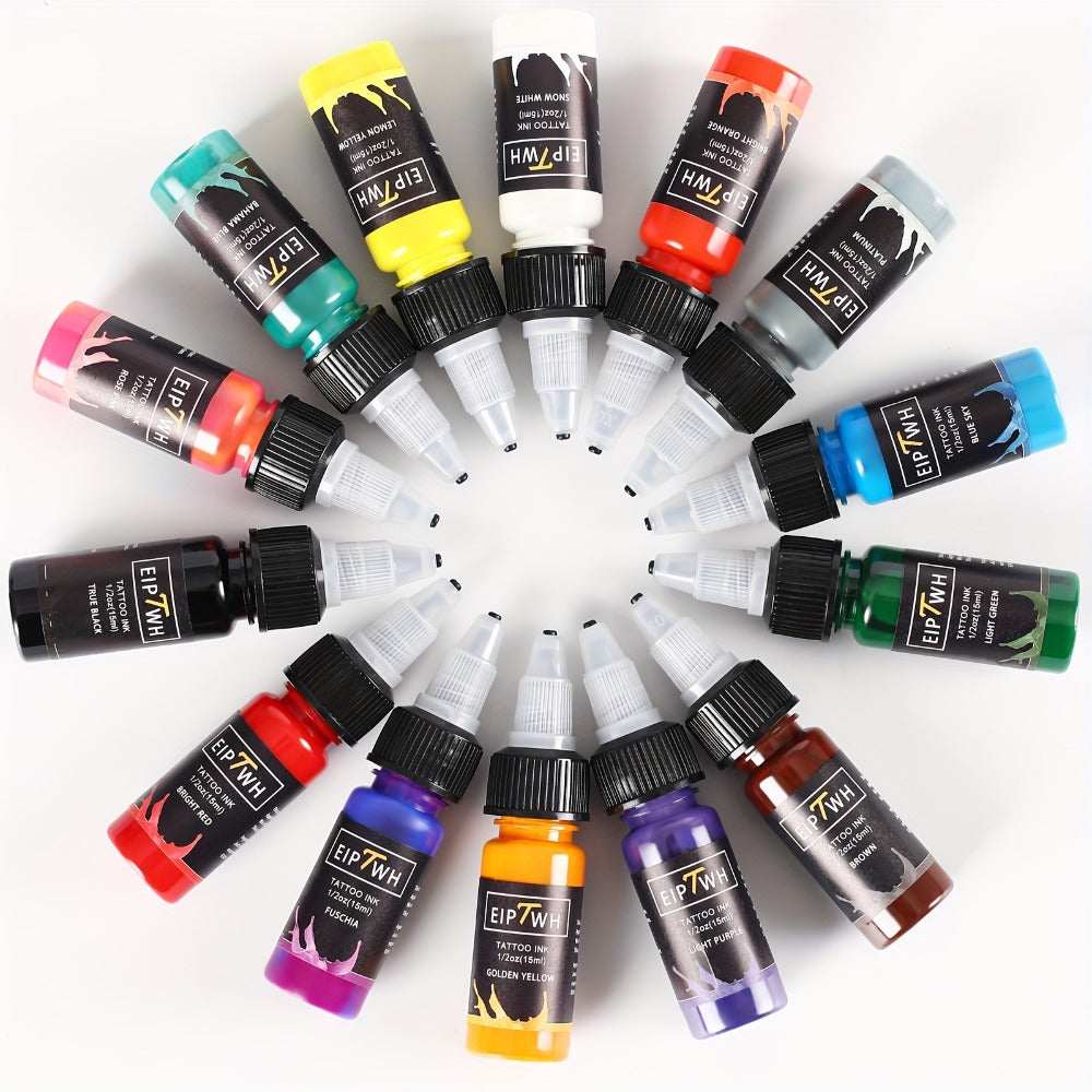 Tattoo Ink EIPTWH 14-Color Set with 15ml Bottles and One Complete Kit Configuration with Item-Specific Color, Capacity and Bottle Choices