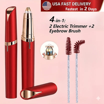 Electric Eyebrow Trimmer for Women 2 Pack, USB Rechargeable Painless Precision Eyebrow Razor Pen, Portable Hair Remover for Face Lip Leg