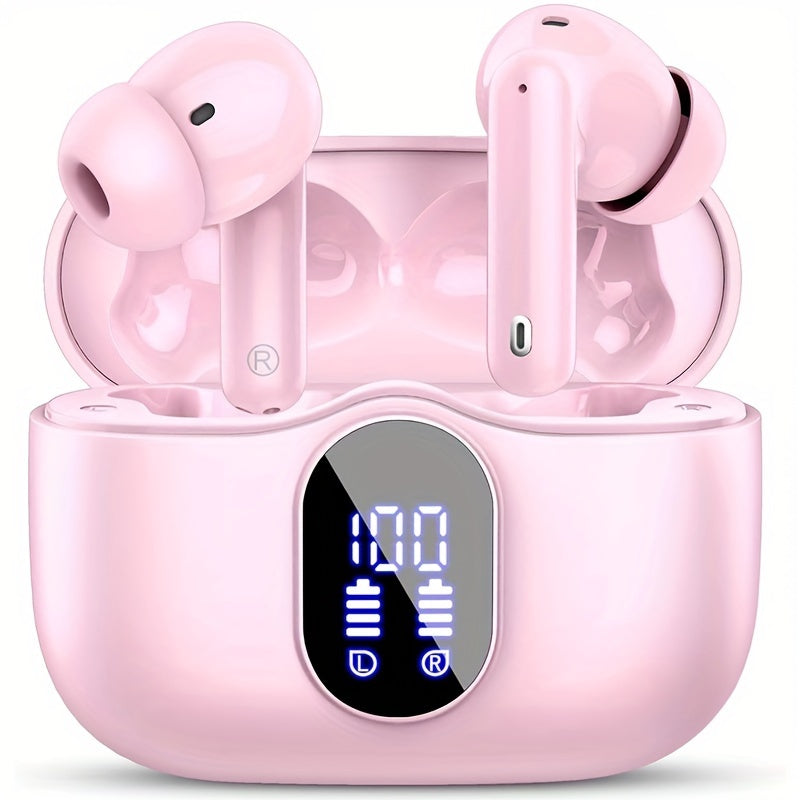 Bluetooth 5.3 Wireless Earbuds with LED Battery Display Case, Type-C Charging and 13 Color Options